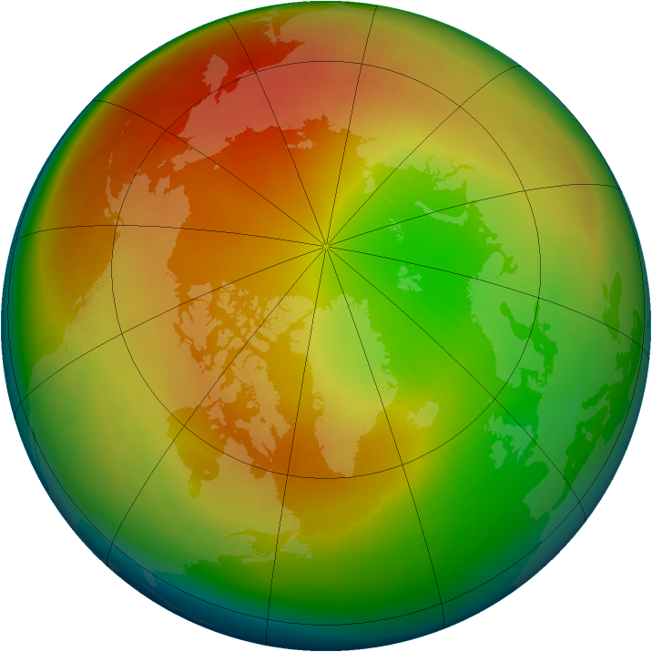 Arctic ozone map for February 1998
